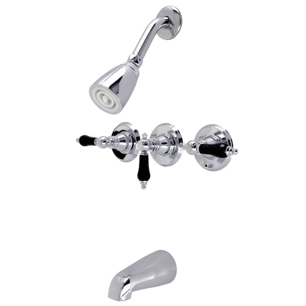 ThreeHandle Tub and Shower Faucet, Polished Chrome